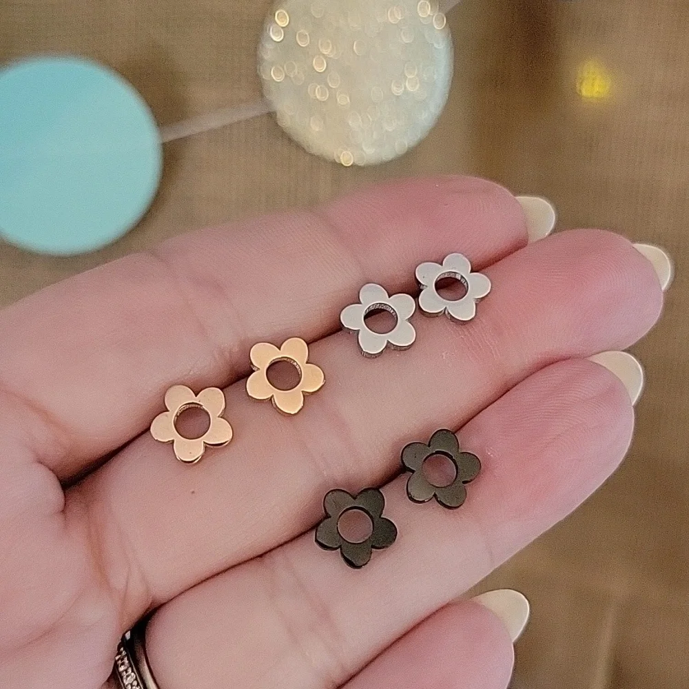 MINIMALIST FLOWER STUD EARRINGS, Choice of Color